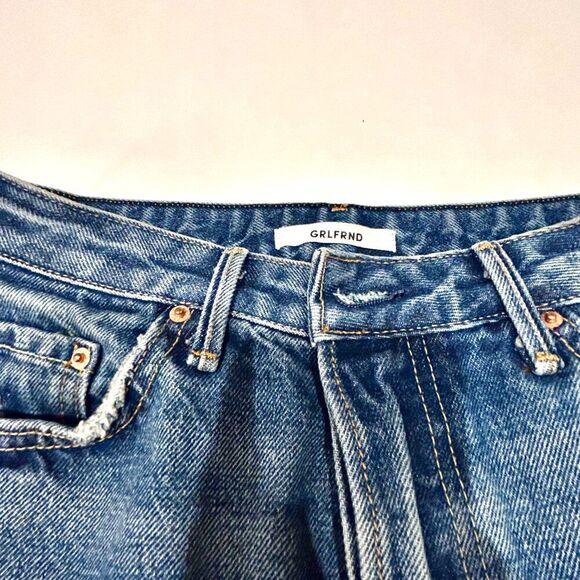 EUC GRLFRND Eva Distressed Denim Mini Skirt Walk This Way High Size 26 REVOLVE - Picture 14 of 15